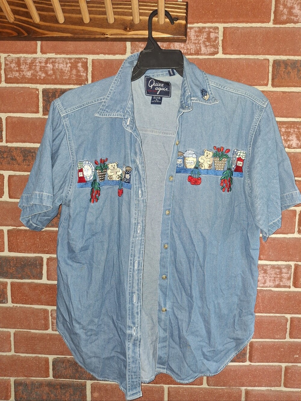 Vintage denim button up with bears